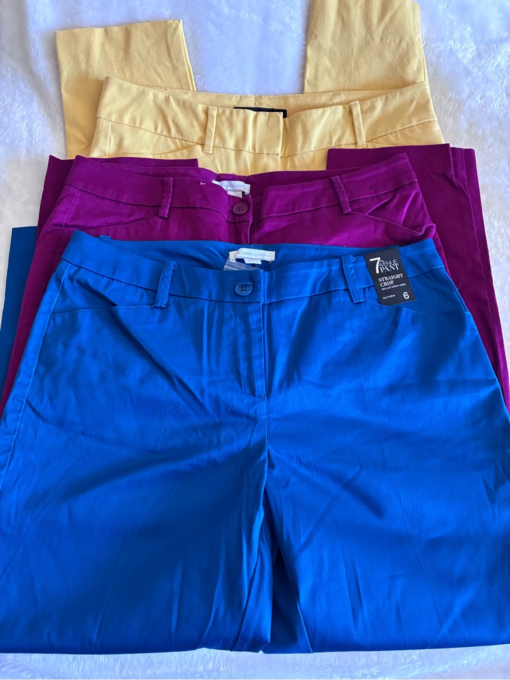 New York & Company Blue, Magenta and Yellow High-Waist Crop Pants Size 6 - Picture 1 of 6